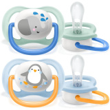 Avent Пустышка силиконовая Ultra Air Lime Cлон/Пингвин, 0-6 месяцев, 2 штуки