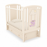 Кровать детская "Жаклин" декор Мишка на качелях сиреневый / цвет слоновая кость