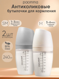 Paomma набор пласт.бутыл.,2 шт,240 мл, SM/M,/цвет  Light grey / Buttercream