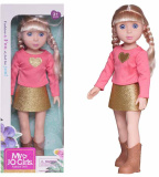 Junfa Кукла в розовой кофте и золотой юбке, 36 см