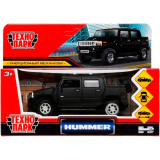 Технопарк Машина металлическая Hummer H2 Пикап 12 см, двери, багажник открываются/ матовый черный