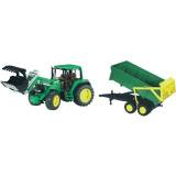 Bruder Трактор John Deere 6920 с погрузчиком и прицепом, зеленый