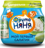 ФрутоНяня Пюре Мой Первый Салатик (Брокколи, Кабачки, Цветная капуста) с 5 месяцев, 80г.