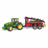 Bruder Трактор John Deere c прицепом с манипулятором и 4 брёвнами