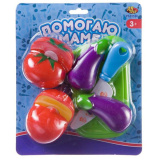 Abtoys Игровой набор Продукты для резки на липучках Помогаю маме / цвет красный, фиолетовый