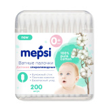 Mepsi Ватные палочки детские спиралевидные, 200 шт / цвет белый