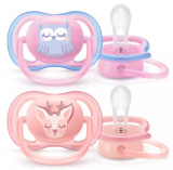 Avent Пустышка силиконовая Ultra Air Сова/Олень, 0-6 месяцев,  2 штуки