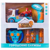 ABtoys Машинка-конструктор на р/у "Городские службы. Автовоз и гоночная машина"