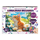 Алмазная мозаика на подрамнике 22*30 см Кот в ромашках МУЛЬТИ АРТ 414903