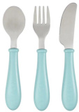 Beaba Набор для кормления (ложка, вилка, имитатор ножа) Set 3 couverts Inox / цвет airy green (мятный)