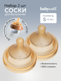 Сменные соски BabyWell (2 шт.), для бутылочки с нижним клапаном, 0+