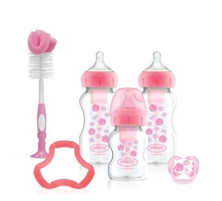 Набор из трех бутылочек антиколиковых с широким горлышком / цвет розовый