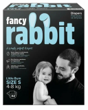 Подгузники липуч.4-8 кг, S, 32 шт.Fancy Rabbit Нежный хлопок(ПВХ)