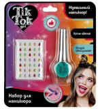 Tik Tok Girl Косметика для девочек: лак для ногтей и стразы / цвет бирюзовый
