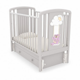 Кровать детская "Жаклин" декор Мишка на качелях сиреневый / цвет белый
