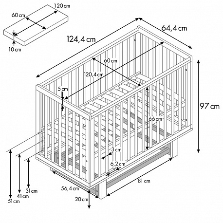 Polini kids Кроватка Simple 340 с маятником / цвет белый-натуральный