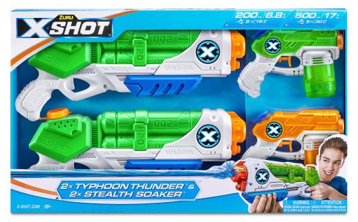 Zuru Набор водных бластеров Ворфейс X-Shot Water Тайфун 2 штуки и Сокер 2 штуки