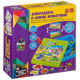 Bondibon Мозаика для малышей, Динозавры и дикие животные,карт-шабл,фиг,50 фиш,50 винт, отверт,BOX