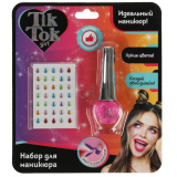 Tik Tok Girl Косметика для девочек: лак для ногтей и стразы / цвет розовый