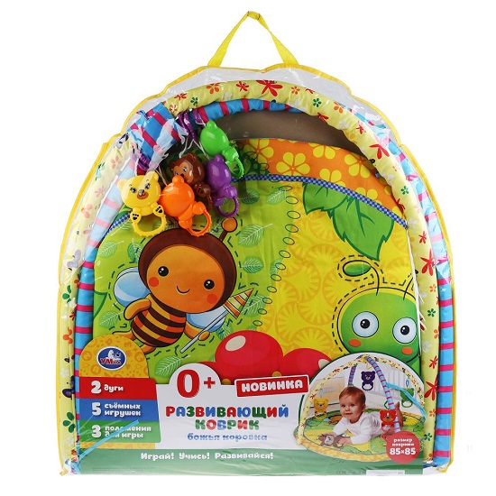 "Умка" Детский игровой коврик божья коровка с игрушками на подвеске