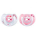 Avent Пустышка серии Classic силиконовая, ночная, ортодонтическая, от 6 до 18 месяцев, для девочек, 2 штуки,  артикул: SCF176/24