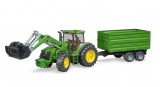 Bruder Трактор John Deere 7930 с погрузчиком и прицепом