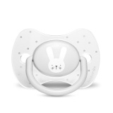 Suavinex Пустышка Hugge Baby с физиологической силиконовой соской "Зайка", 0-6 мес, цвет / серый