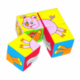 Набор мягких кубиков "Собери картинку" - Животные-2 / 4 кубика