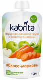 Kabrita Фруктово-овощное пюре с козьими сливками «Яблоко-Морковь», с 6 месяцев, 100 г