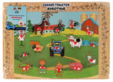 Буратино Деревянный пазл-вкладыш «Синий трактор. Животные»