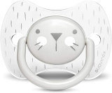 Suavinex Пустышка Hugge Baby с физиологической силиконовой соской Зайка с крапинками, цвет / серый, 6 - 18 месяцев