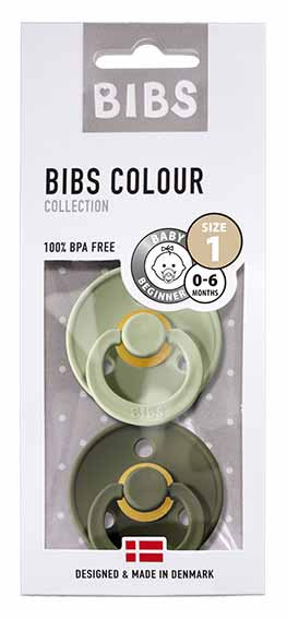 Bibs Набор пустышек Colour, 0+, силикон: Sage / Hunter Green
