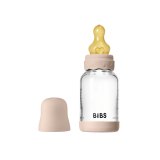 Стеклянная бутылочка для кормления с латексной соской, медленный поток BIBS - Blush, 120 мл