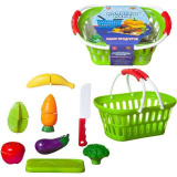Abtoys Игровой набор Продукты для резки на липучках в корзине Помогаю маме / цвет зеленый