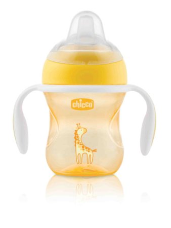 Chicco Чашка-поильник Transition Cup (силиконовый носик), 200 мл / цвет желтый