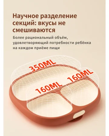 Тарелка секционная из жидкого силикона  от 6+ мес