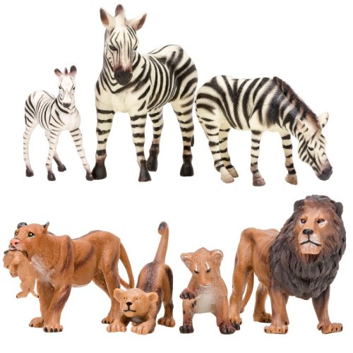 Паремо Фигурки серии "Мир диких животных": Семьи львов и семья зебр