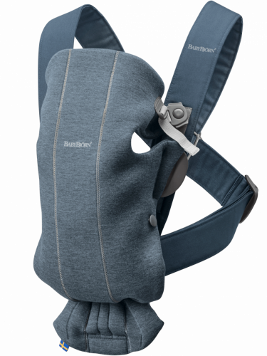 BabyBjorn Рюкзак для переноски ребенка Mini, 3D Jersey / цвет пепельно-синий