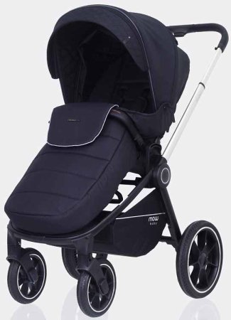 MowBaby Коляска 2 в 1 Zoom PU / цвет Silver Black (черный, рама серебро)