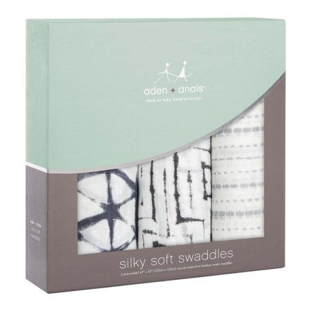 Aden&Anais Набор пеленок из бамбука Pebble shibori, 3 штуки / цвет белый, синий