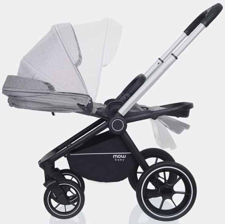 MowBaby Коляска 3 в 1 Zoom PU / цвет Silver Beige (бежево-серый, рама серебро)
