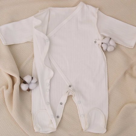 Babyedel Комбинезон на запахе, закрытые ножки, интерлок