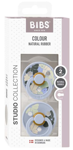 Bibs Набор латексных пустышек Studio Colour, 6+ месяцев Morning Bloom - Dusty Blue Mix