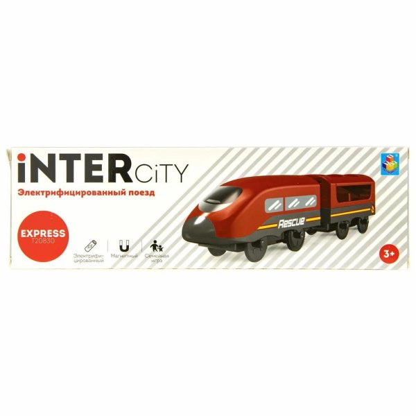 1Toy Электропоезд InterCity Express Спасатель, 2 вагона / цвет красный