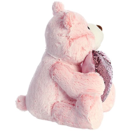 AURORA Игрушка мягкая "Медведь Большое сердце", 30 см / цвет розовый