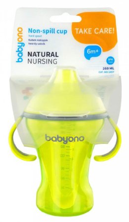 BabyOno Поильник-непроливайка с твердым носиком, 260 мл