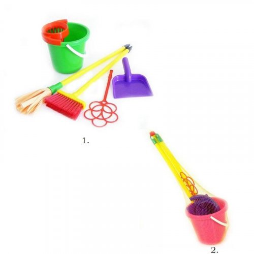 Игровой набор  "Золушка"№2 (щетка, совок, выбивалка, ведро, насадка на ведро, швабра)