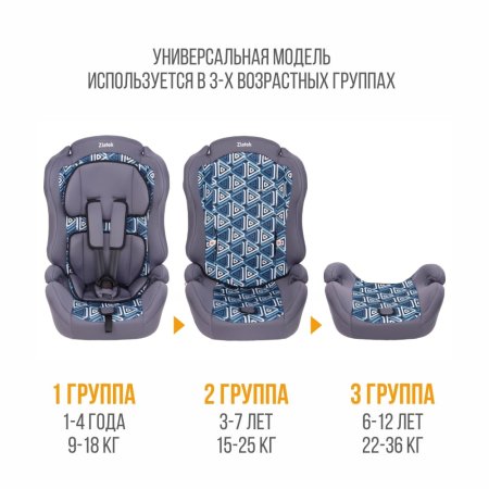 ZLATEK Автокресло "ZL513" мозаик lux, группа I - III, 9-36 кг, 1-12 лет