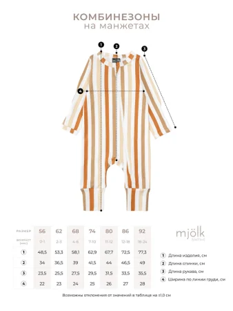 (м)Комбинезон Mjolk Sleep and Play Кляксы,манжет (р.56)