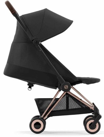 Cybex Прогулочная коляска Coya с дождевиком / цвет Sepia Black (черный), рама Rosegold (розовое золото)